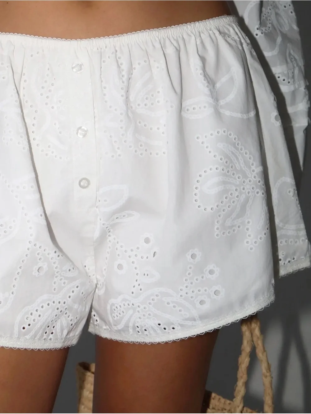 Bailey Rose White Eyelet Cotton Women's Shorts New